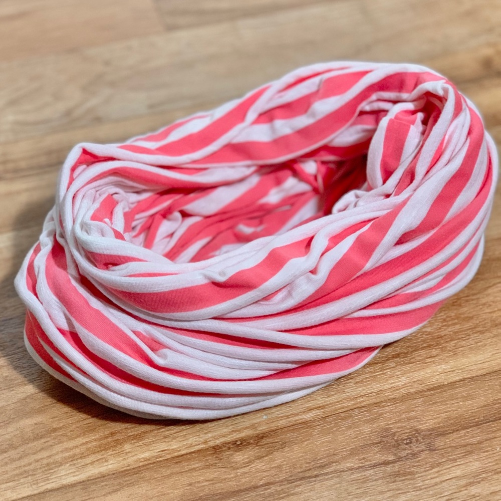 Loveappella Burnout Stripe Circle Infinity Scarf